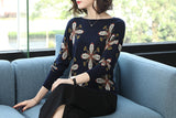 Winter Printed sweater pullover long sleeve elastic knitted top sweater