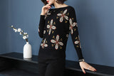 Winter Printed sweater pullover long sleeve elastic knitted top sweater