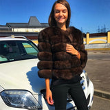 Sexy Short Slim Outwear Luxury Natural Real Fur Coat