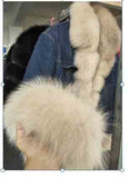 Denim Natural Fox Fur Thick Warm Parka