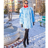 Long Real Fox Fur Coat Winter Genuine Natural Fur Jacket