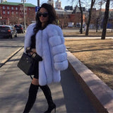 Long Real Fox Fur Coat Winter Genuine Natural Fur Jacket