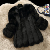 Long Real Fox Fur Coat Winter Genuine Natural Fur Jacket