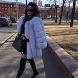 Long Real Fox Fur Coat Winter Genuine Natural Fur Jacket