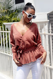 Elegant Off Shoulder Pearl Vintage Warp Sash Casual Sweater Pullover