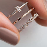 Elegant Geometry Intersect Crystal Rings Set