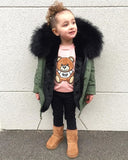 Toddler Super Big Fox Fur Zipper Parka