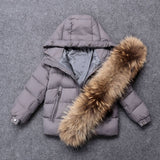 Winter Warm Real Fur Hooded Jackets for Boy Girl Outerwear