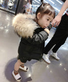 Winter Warm Real Fur Hooded Jackets for Boy Girl Outerwear