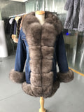 Denim Natural Fox Fur Thick Warm Parka