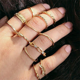 Bohemian Vintage Ring Stone Silver Midi Finger Knuckle Ring Set