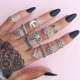 Bohemian Vintage Ring Stone Silver Midi Finger Knuckle Ring Set