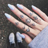 Bohemian Vintage Ring Stone Silver Midi Finger Knuckle Ring Set