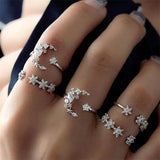 Bohemian Vintage Ring Stone Silver Midi Finger Knuckle Ring Set