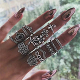 Bohemian Vintage Ring Stone Silver Midi Finger Knuckle Ring Set