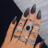 Bohemian Vintage Ring Stone Silver Midi Finger Knuckle Ring Set