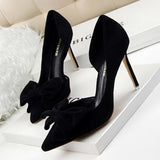 Big Bow Tie Pumps Butterfly Pointed High Heel