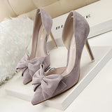 Big Bow Tie Pumps Butterfly Pointed High Heel