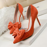 Big Bow Tie Pumps Butterfly Pointed High Heel