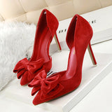 Big Bow Tie Pumps Butterfly Pointed High Heel