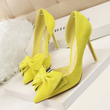 Big Bow Tie Pumps Butterfly Pointed High Heel