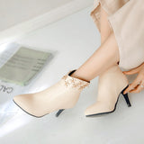 Winter Ankle High Heel Flower Pointed Toe Short Boot