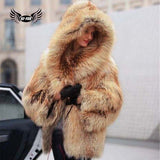 Real Red Fox Fur Genuine Leather Whole Skin Casual Warm With Hood