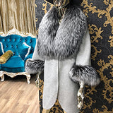 Natural Real Fur Woolen Fur Coat With Thick Fox Fur Collar