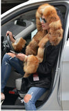 Natural Large Fox Fur Collar With Luxury Fur Liner Outwear Real Fur Parka