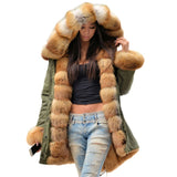 Natural Large Fox Fur Collar With Luxury Fur Liner Outwear Real Fur Parka