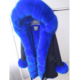 Natural Large Fox Fur Collar With Luxury Fur Liner Outwear Real Fur Parka