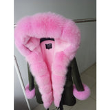 Natural Large Fox Fur Collar With Luxury Fur Liner Outwear Real Fur Parka