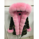 Natural Large Fox Fur Collar With Luxury Fur Liner Outwear Real Fur Parka