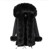 Natural Large Fox Fur Collar With Luxury Fur Liner Outwear Real Fur Parka