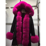 Natural Large Fox Fur Collar With Luxury Fur Liner Outwear Real Fur Parka