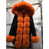 Natural Large Fox Fur Collar With Luxury Fur Liner Outwear Real Fur Parka