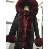 Natural Large Fox Fur Collar With Luxury Fur Liner Outwear Real Fur Parka