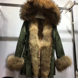 Natural Large Fox Fur Collar With Luxury Fur Liner Outwear Real Fur Parka