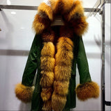 Natural Large Fox Fur Collar With Luxury Fur Liner Outwear Real Fur Parka