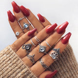 Vintage Natural Opal Stone Midi Ring Set