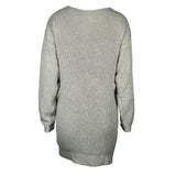 Sexy Long Lady's V Neck Grey Winter Knitted Jumper