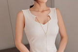 Elegant V-neck Sleeveless Irregular Work Wear Slim Waist Bodycon dress