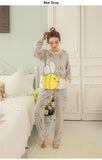 Cute Bee Flannel Long Sleeve O-neck Sleepwear Set