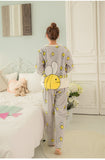 Cute Bee Flannel Long Sleeve O-neck Sleepwear Set