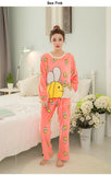 Cute Bee Flannel Long Sleeve O-neck Sleepwear Set