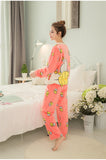 Cute Bee Flannel Long Sleeve O-neck Sleepwear Set