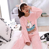 New Flannel Winter Cute Horse Long Sleeve Nightwear Set