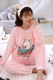 New Flannel Winter Cute Horse Long Sleeve Nightwear Set