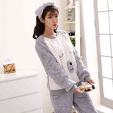 Flannel Winter Cute Dog/Bear Long Sleeve Sleepwear