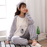 Flannel Winter Cute Dog/Bear Long Sleeve Sleepwear